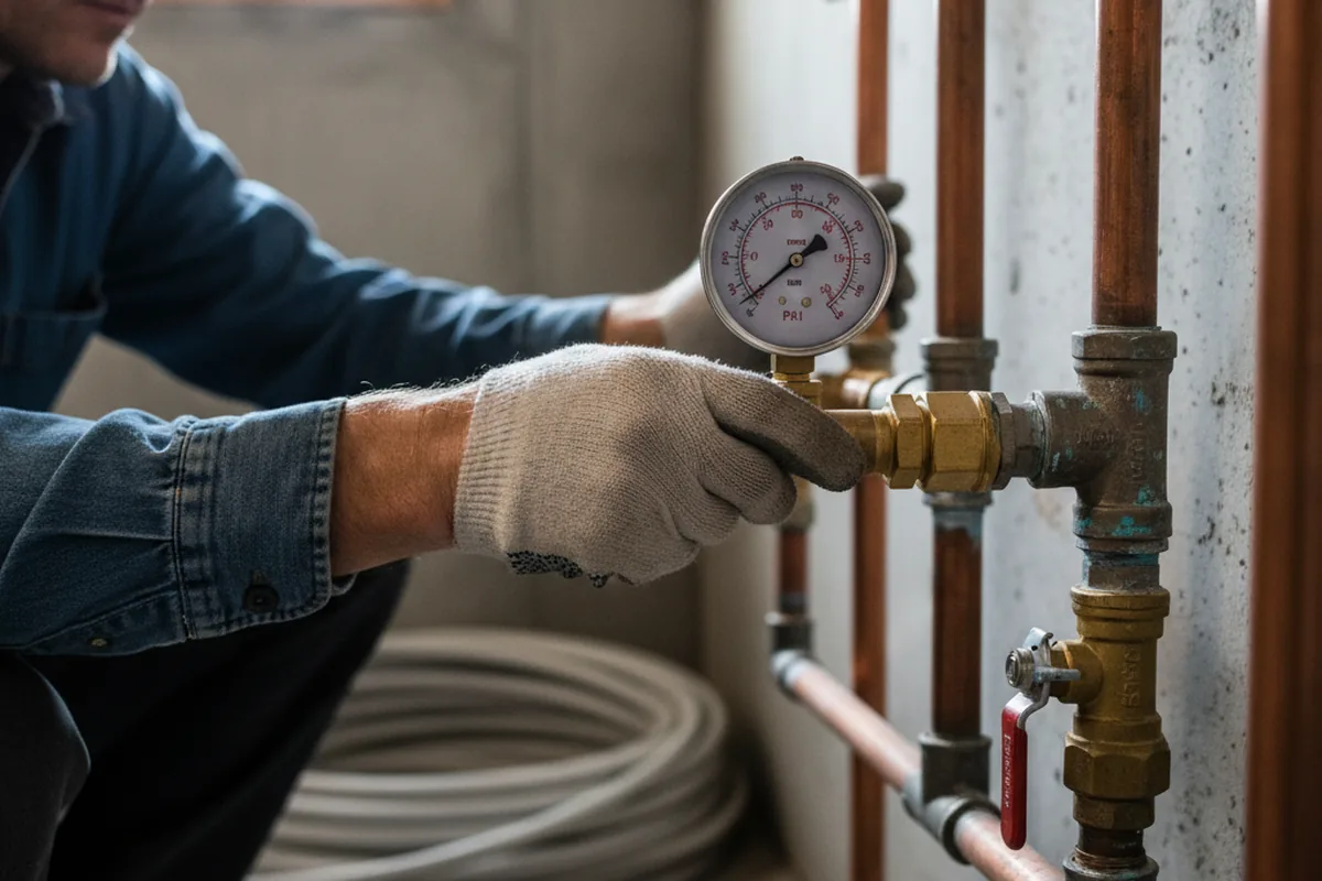 Pressure testing a repaired line during Water Line Repair in Krypton
